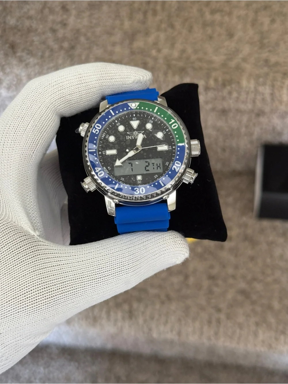 Invicta Blue and Green Dual-Display Sport Watch Mens